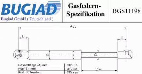 Bugiad BGS11198 - Газовая пружина, упор autosila-amz.com