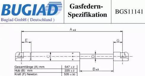 Bugiad BGS11141 - Газовая пружина, упор autosila-amz.com