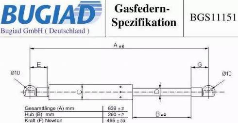 Bugiad BGS11151 - Газовая пружина, упор autosila-amz.com