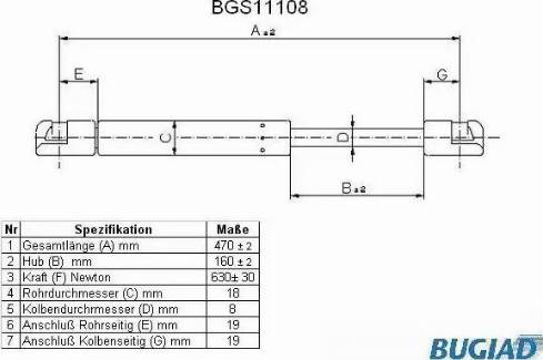 Bugiad BGS11108 - Газовая пружина, упор autosila-amz.com