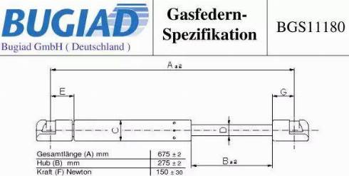 Bugiad BGS11180 - Газовая пружина, упор autosila-amz.com