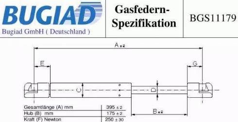 Bugiad BGS11179 - Газовая пружина, капот autosila-amz.com