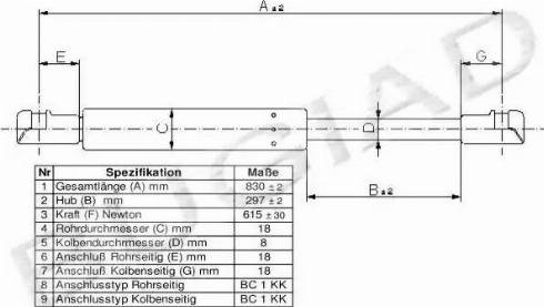 Bugiad BGS11222 - Газовая пружина, упор autosila-amz.com