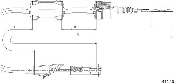 Cabor 412.10 - Трос, управление сцеплением autosila-amz.com