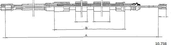 Cabor 10.738 - Тросик, cтояночный тормоз autosila-amz.com