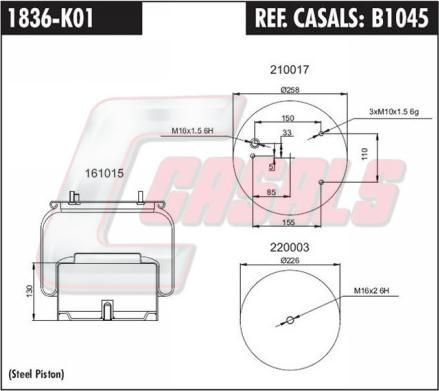 Casals B1045 - Кожух пневматической рессоры autosila-amz.com