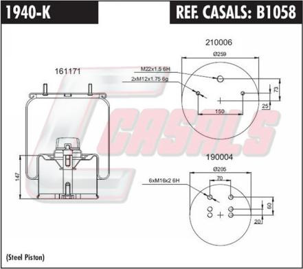 Casals B1058 - Кожух пневматической рессоры autosila-amz.com