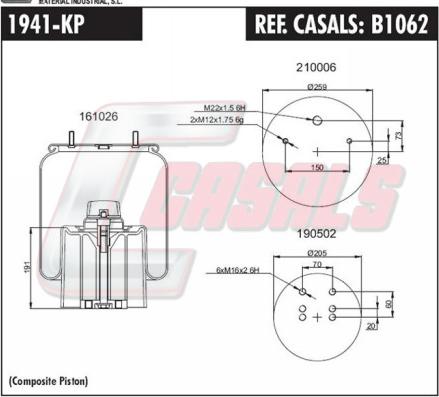 Casals B1062 - Кожух пневматической рессоры autosila-amz.com