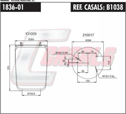 Casals B1038 - Кожух пневматической рессоры autosila-amz.com