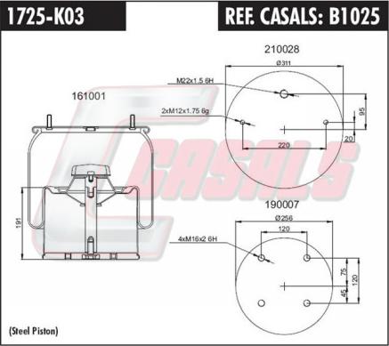 Casals B1025 - Кожух пневматической рессоры autosila-amz.com