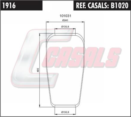 Casals B1020 - Кожух пневматической рессоры autosila-amz.com