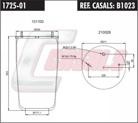 Casals B1023 - Кожух пневматической рессоры autosila-amz.com