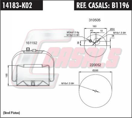 Casals B1196 - Кожух пневматической рессоры autosila-amz.com