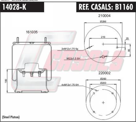 Casals B1160 - Кожух пневматической рессоры autosila-amz.com