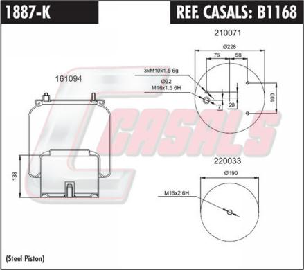 Casals B1168 - Кожух пневматической рессоры autosila-amz.com