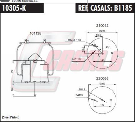 Casals B1185 - Кожух пневматической рессоры autosila-amz.com