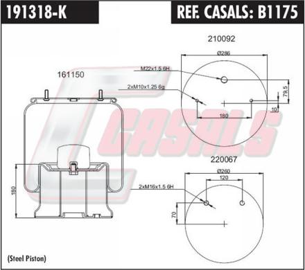 Casals B1175 - Кожух пневматической рессоры autosila-amz.com