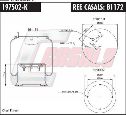 Casals B1172 - Кожух пневматической рессоры autosila-amz.com