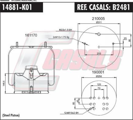 Casals B2481 - Кожух пневматической рессоры autosila-amz.com