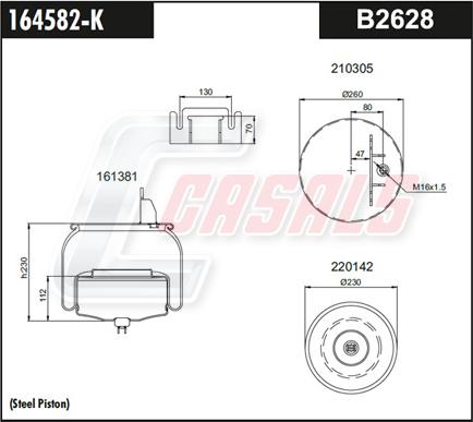 Casals B2628 - Кожух пневматической рессоры autosila-amz.com