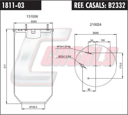 Casals B2332 - Кожух пневматической рессоры autosila-amz.com