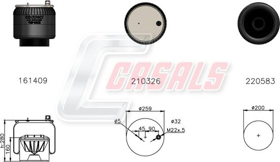 Casals B2783 - Кожух пневматической рессоры autosila-amz.com