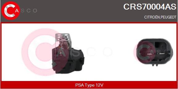 Casco CRS70004AS - Дополнительный резистор, электромотор - вентилятор радиатора autosila-amz.com