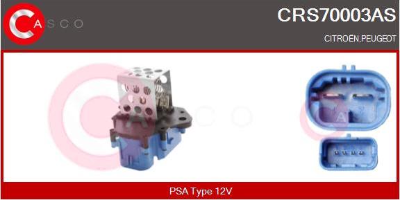 Casco CRS70003AS - Дополнительный резистор, электромотор - вентилятор радиатора autosila-amz.com