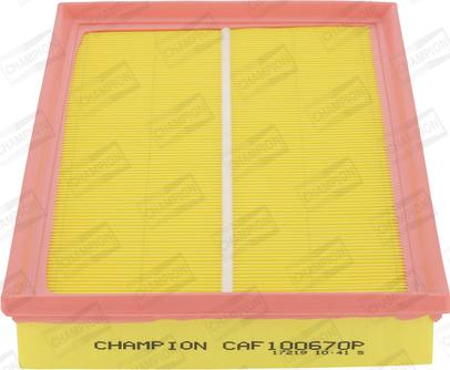 Champion CAF100670P - Воздушный фильтр, двигатель autosila-amz.com