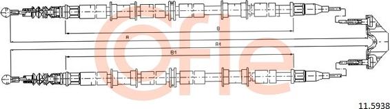 Cofle 11.5938 - Трос стояночного тормоза задн OPEL ASTRA G all (дисковые тормоза) 04- autosila-amz.com