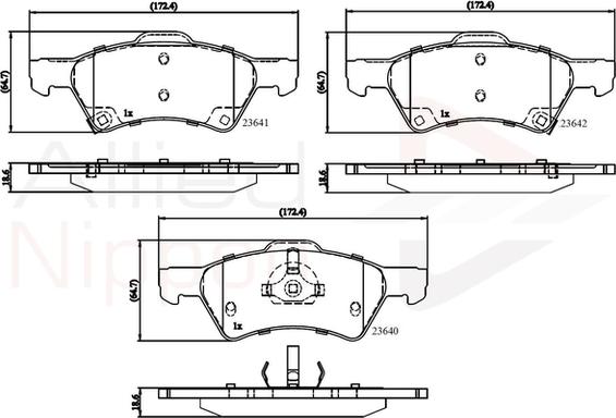 WWA 23641 - Тормозные колодки, дисковые, комплект autosila-amz.com