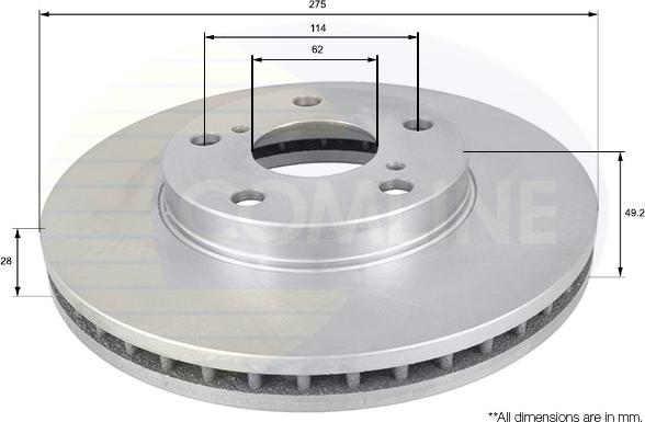 Comline ADC0145V - Тормозной диск autosila-amz.com