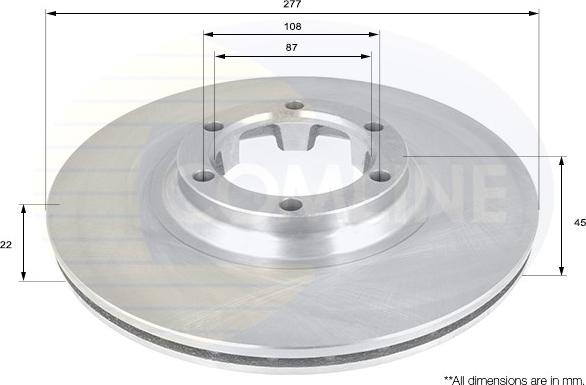 Comline ADC0307V - Тормозной диск autosila-amz.com