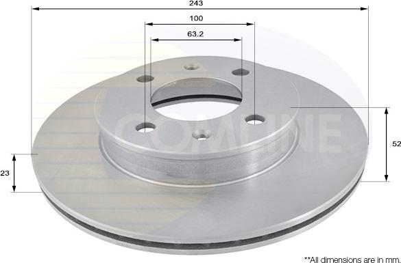 Comline ADC1032V - ДИСК ТОРМ HYU ACCENT 00- ПЕР ВЕНТ 240.8X19 (С ПОКРЫТИЕМ) autosila-amz.com