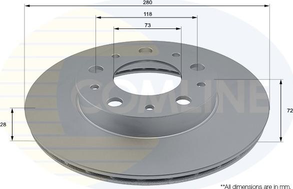 Comline ADC2867V - Тормозной диск autosila-amz.com