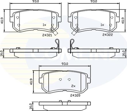 Comline CBP32016 - Тормозные колодки, дисковые, комплект autosila-amz.com