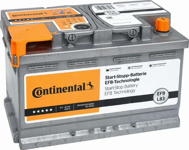 Continental 2800012004280 - Стартерная аккумуляторная батарея, АКБ autosila-amz.com