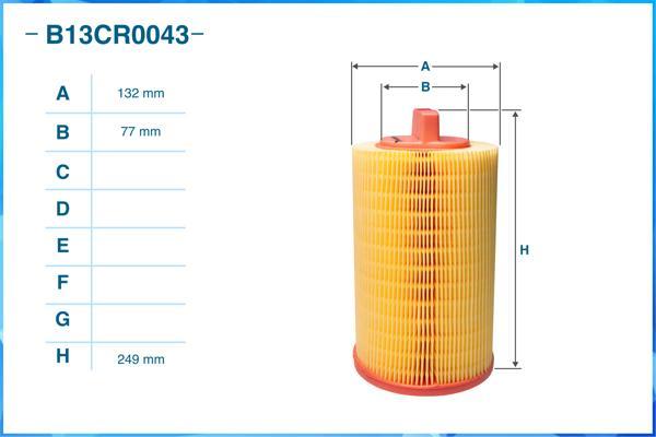 Cworks B13CR0043 - Фильтр воздушный MB C(W203/W204)/E(W211) 1.6/1.8 Kompressor autosila-amz.com