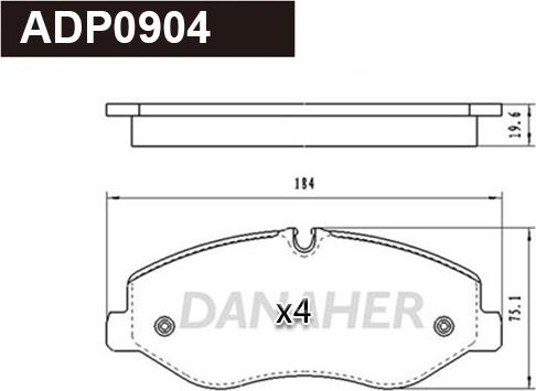 Danaher ADP0904 - Тормозные колодки, дисковые, комплект autosila-amz.com