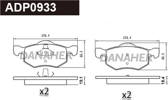 Danaher ADP0933 - Тормозные колодки, дисковые, комплект autosila-amz.com