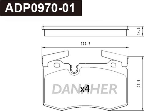 Danaher ADP0970-01 - Тормозные колодки, дисковые, комплект autosila-amz.com