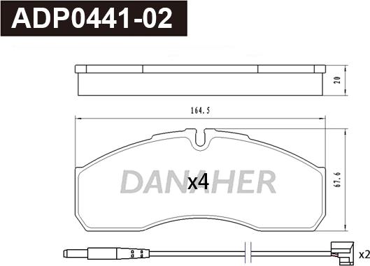 Danaher ADP0441-02 - Тормозные колодки, дисковые, комплект autosila-amz.com