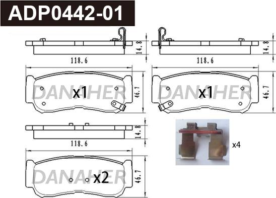 Danaher ADP0442-01 - Тормозные колодки, дисковые, комплект autosila-amz.com