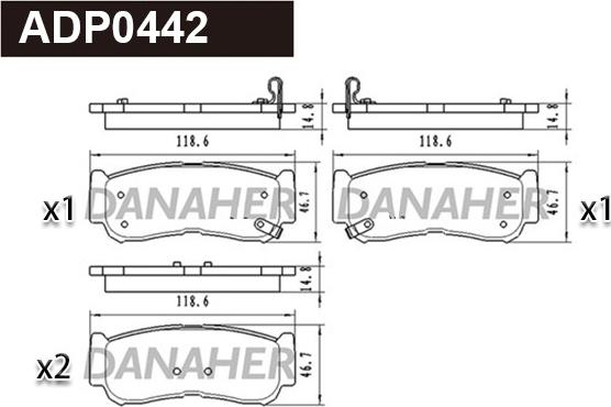 Danaher ADP0442 - Тормозные колодки, дисковые, комплект autosila-amz.com
