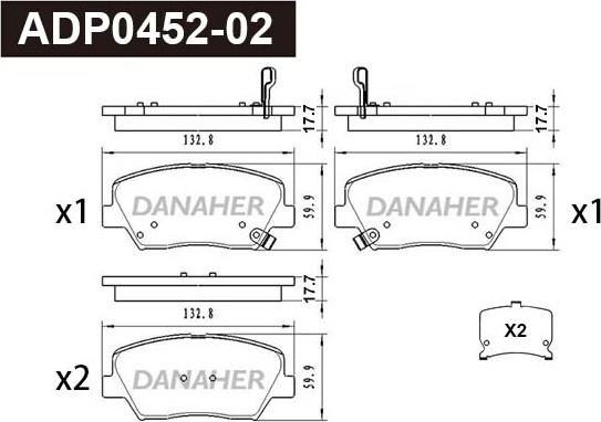 Danaher ADP0452-02 - Тормозные колодки, дисковые, комплект autosila-amz.com