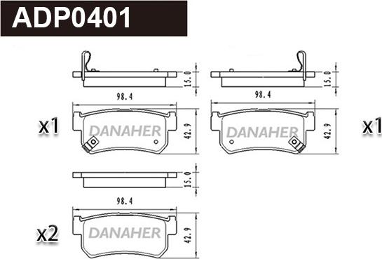 Danaher ADP0401 - Тормозные колодки, дисковые, комплект autosila-amz.com