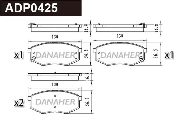 Danaher ADP0425 - Тормозные колодки, дисковые, комплект autosila-amz.com