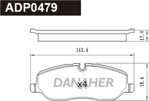 Danaher ADP0479 - Тормозные колодки, дисковые, комплект autosila-amz.com