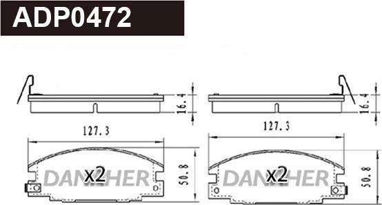 Danaher ADP0472 - Тормозные колодки, дисковые, комплект autosila-amz.com