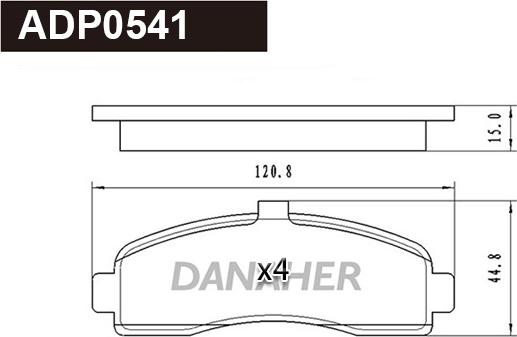 Danaher ADP0541 - Тормозные колодки, дисковые, комплект autosila-amz.com